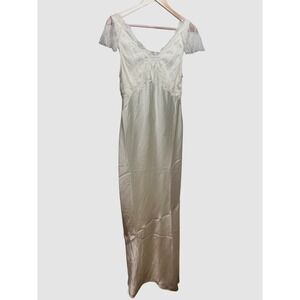 Lace Trim Maxi Slip Dress Sleeveless Party Wedding Guest Elegant Evening Gown